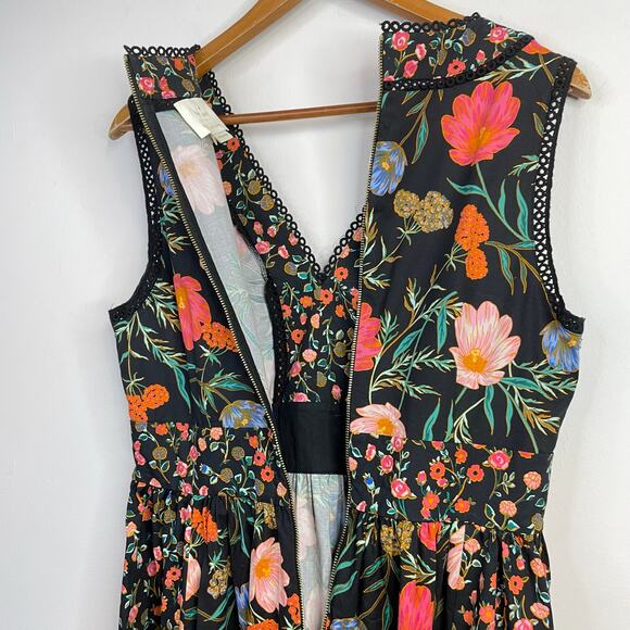 Kate Spade Floral Mixed Blossom Fit-and-Flare Dress Cotton Sleeveless womens 12 - Picture 12 of 16